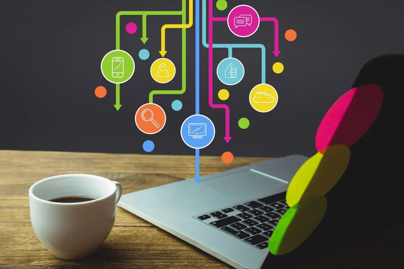 Working with apps alongside a cup of coffee